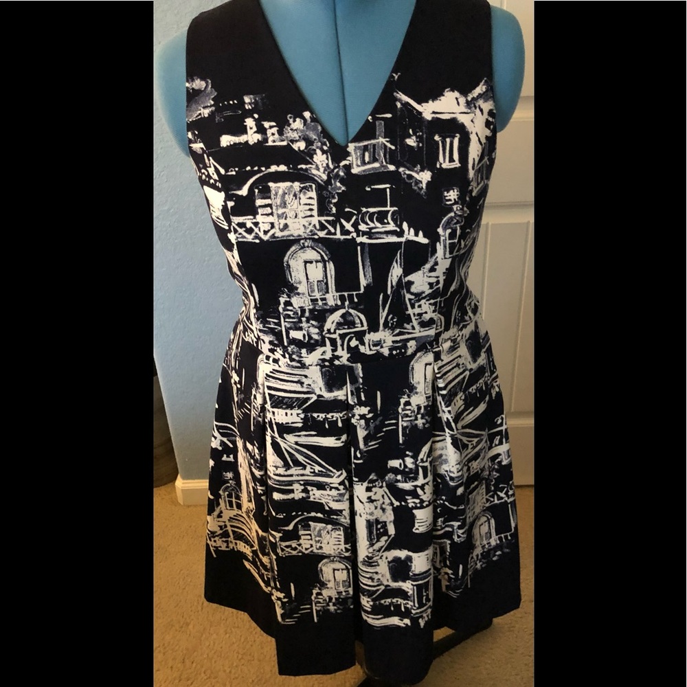 *(2 for $15)* Charter Club Navy Dress with White Designs.